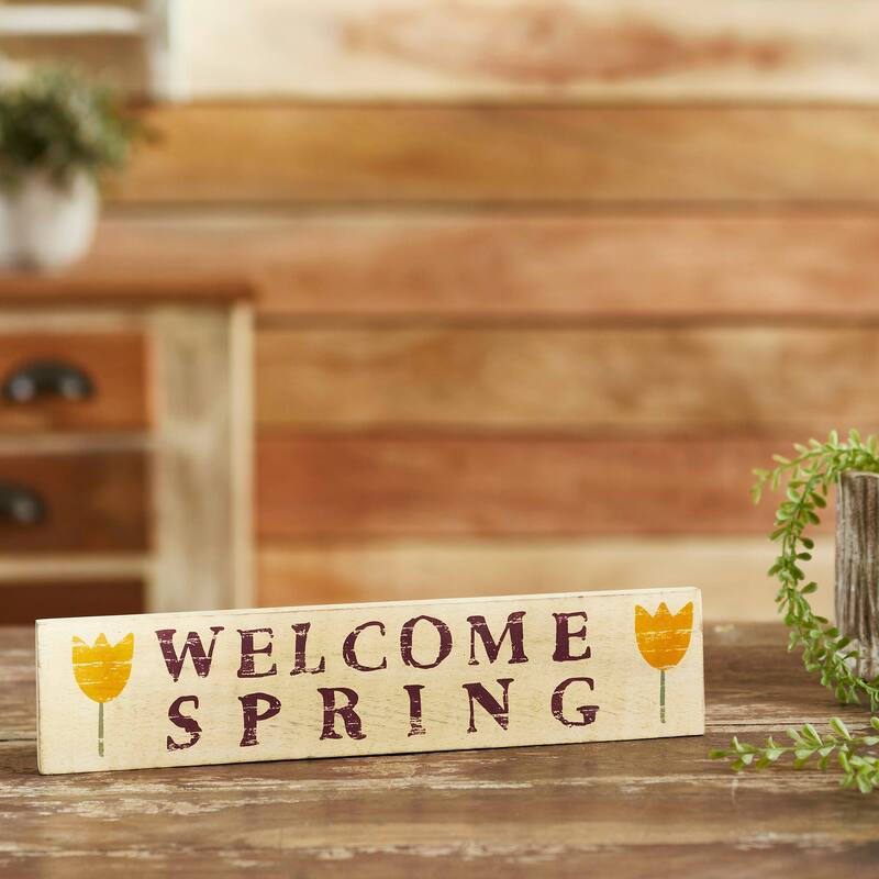 Welcome Spring Wooden Sign 3x14 - 3x14