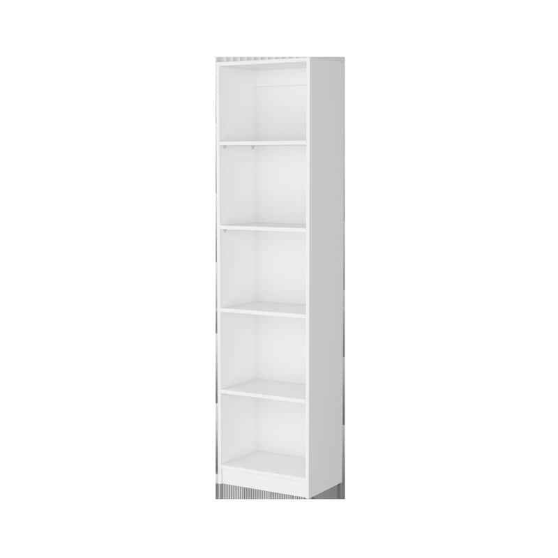 HomeRoots 71" White Wood Five Tier Bookcase