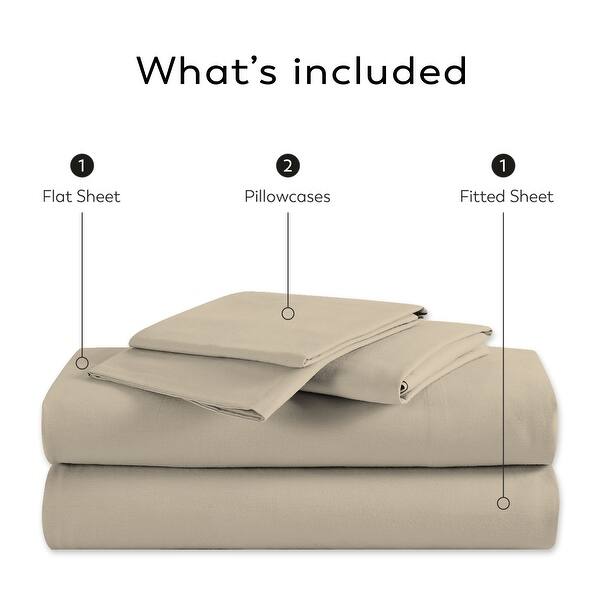 dimension image slide 4 of 9, Color Sense 100% Cotton 300TC Ultra-Soft & Silky Wrinkle-Resistant Sheet Set