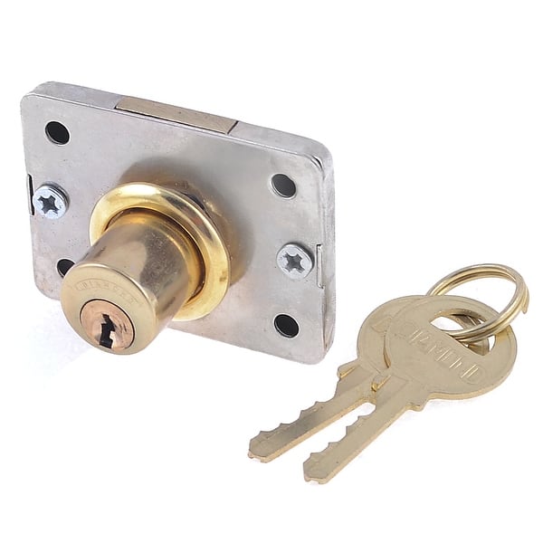 Home Gold Tone Deadbolt Drawer Lock w 2 Gold Tone Keys
