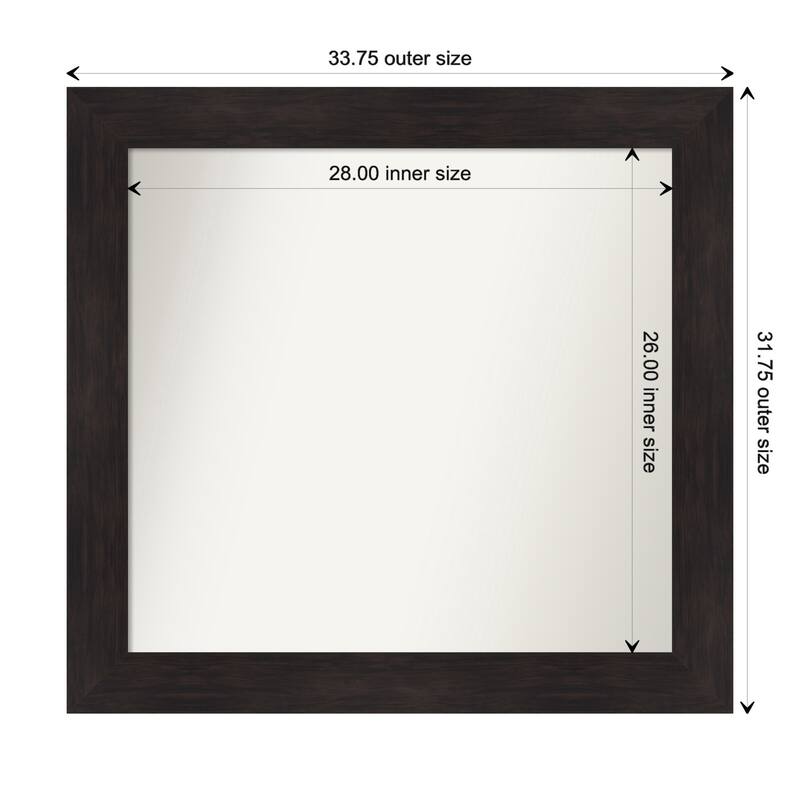 Furniture Espresso Framed Non-Beveled Custom Wall Mirror, Bathroom Vanity Mirror - Outer Size: 33.75 x 31.75