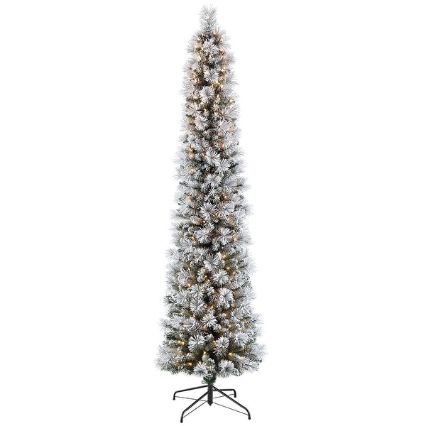 Puleo International 7.5 PreLit Flocked Pencil Tree 350 Lights. Opens flyout.