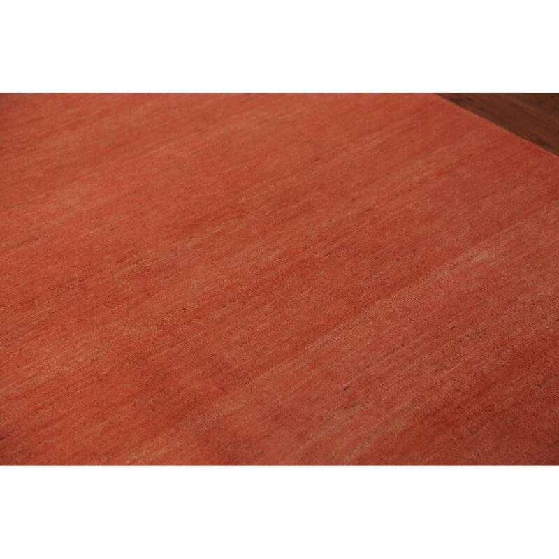 Orange Solid Gabbeh Modern Area Rug Handmade Wool Carpet - 5'7" x 7'7"