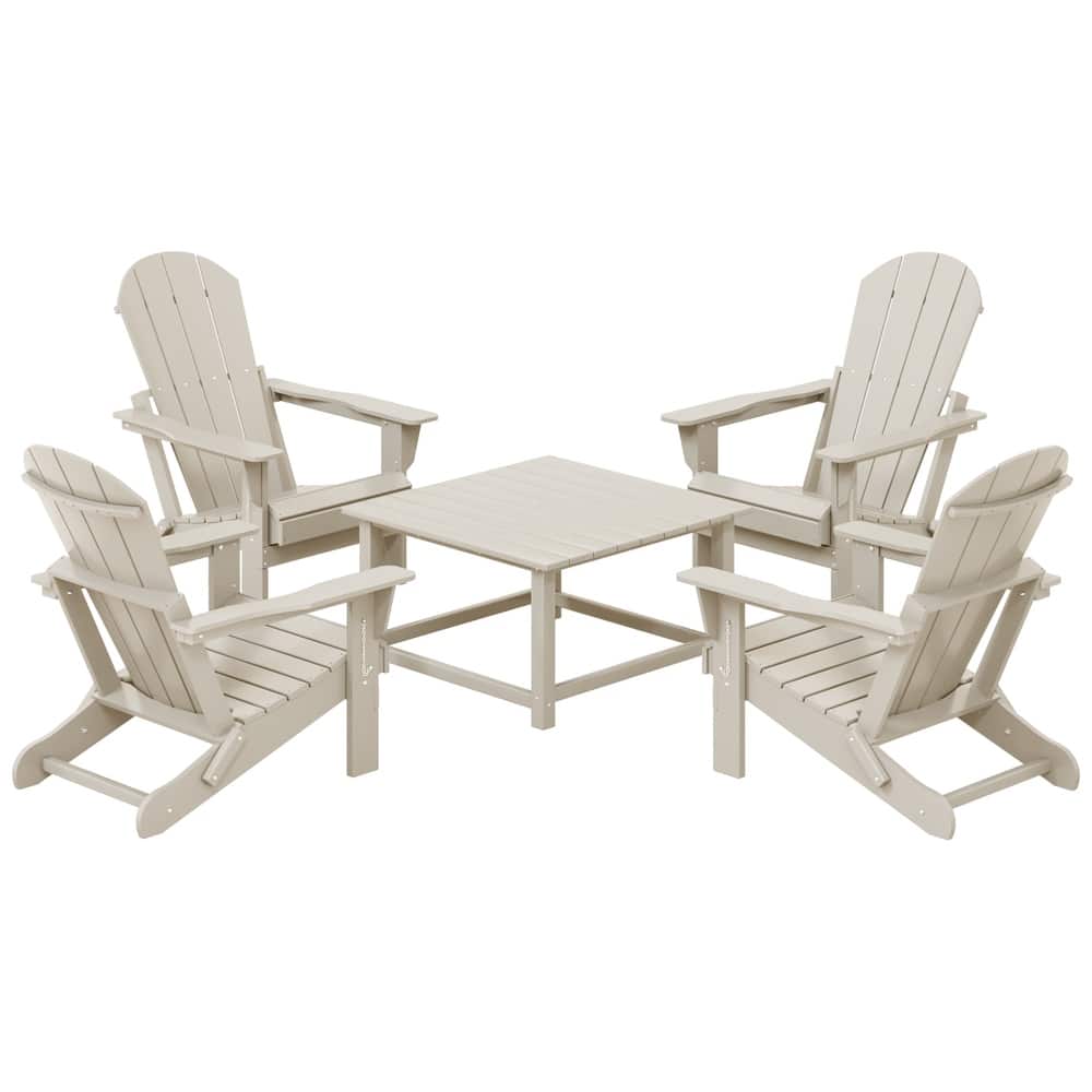 Laguna Outdoor 5-Piece Adirondack Chair With Square Coffee Table Conversation Set