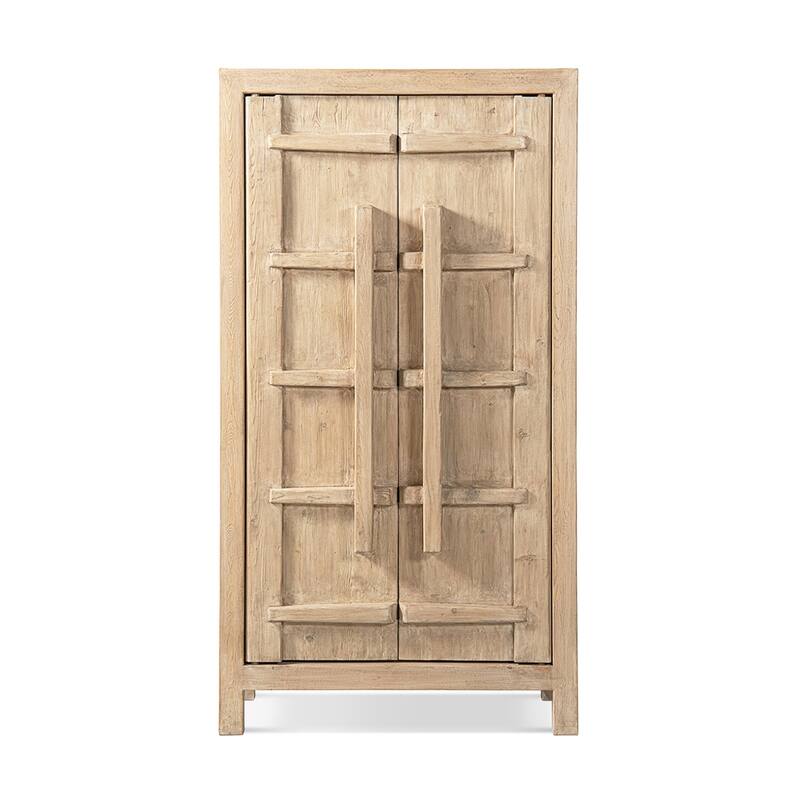 Jennifer Taylor Home Rowan 83" Tall Reclaimed Elm Crossbar Storage Cabinet with Double Doors