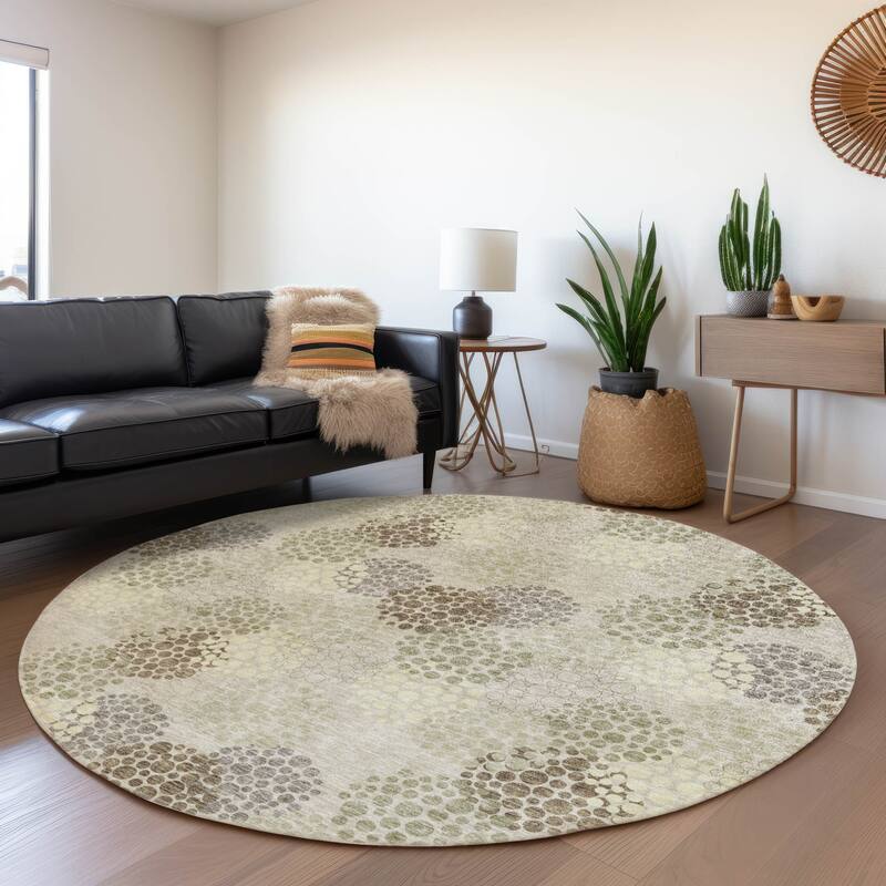 Premium Washable Super Soft Contemporary Clusters Mayfield Rug - Beige - 8' x 8'
