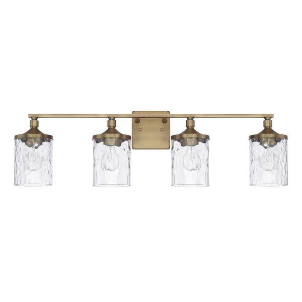 slide 1 of 7, Colton 4-light Bath/Vanity Fixture Aged Brass