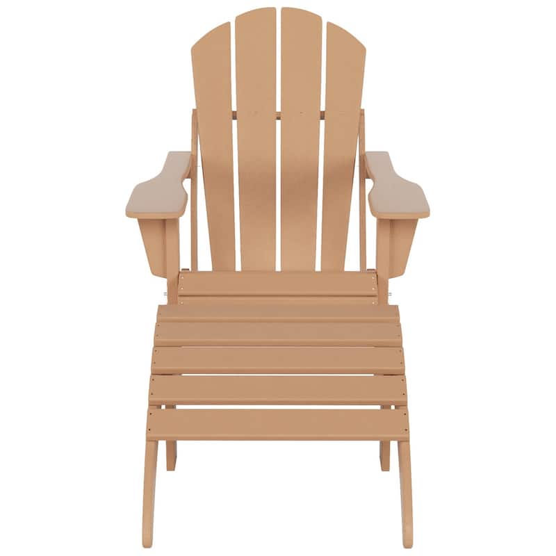 Polytrends Laguna Hdpe All Weather Outdoor Patio Foldable Adirondack Chair With Ottoman (2-Piece Set)