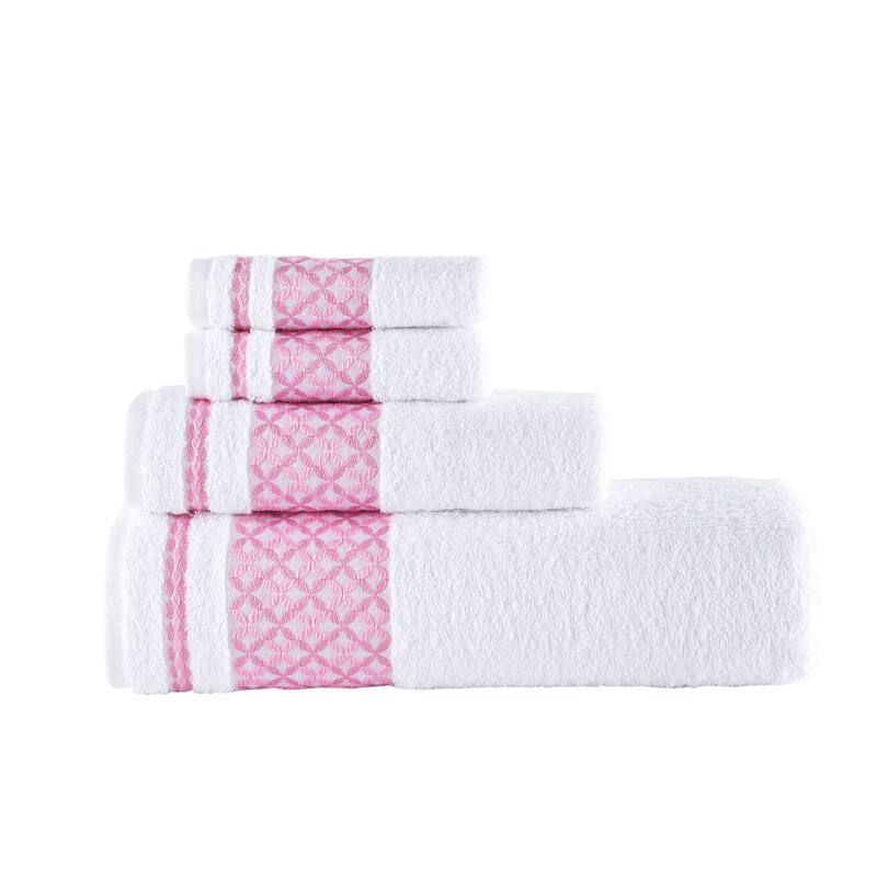 KAFTHAN Textile Plaid Turkish Cotton Bath Towels (Set of 4) 59"L x 35