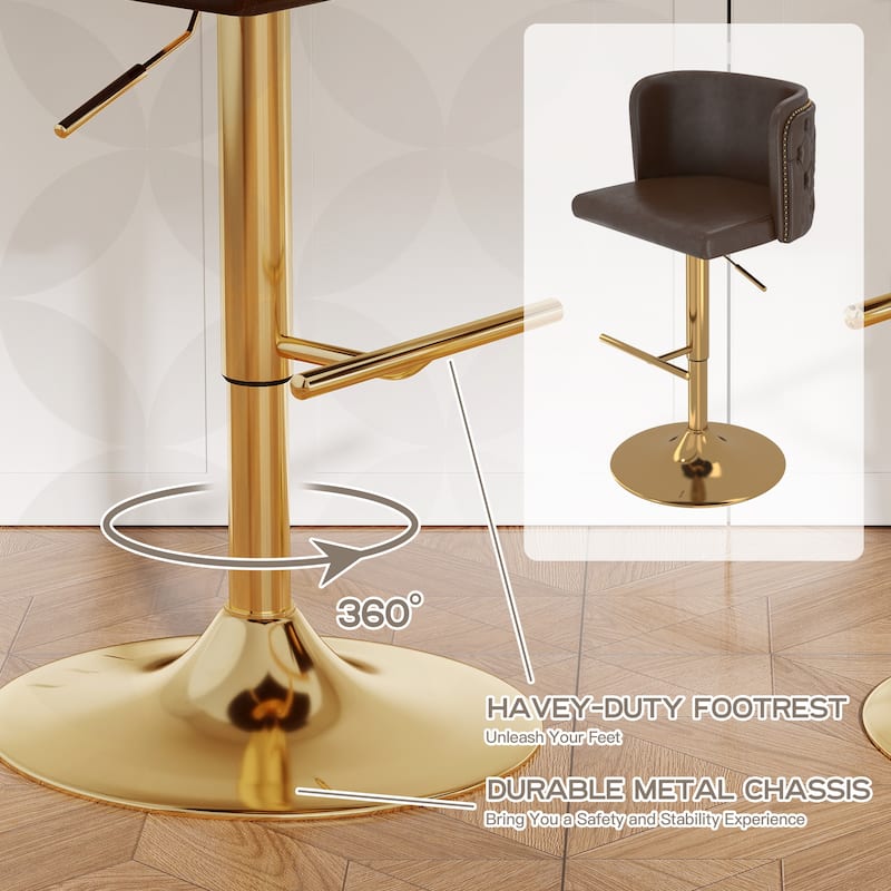 Swivel Bar Stools Set of 2, Modern PU Bar Stools with Backs - Counter Height