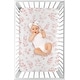preview thumbnail 3 of 4, Baby Girl Fitted Mini Portable Crib Sheet Blush Pink White Floral Leaf Portable Pack and Play Boho Bohemian Watercolor Botanical