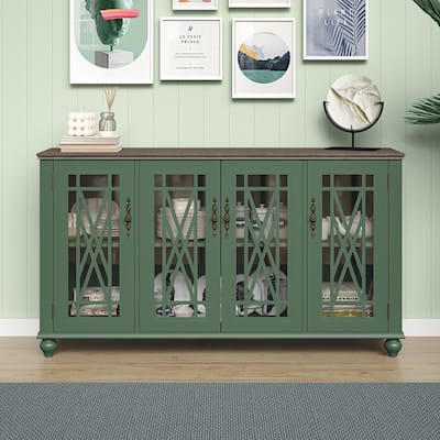 63" Vintage Style Wood Kitchen Accent Buffet Sideboard Cabinet - 63" in Width