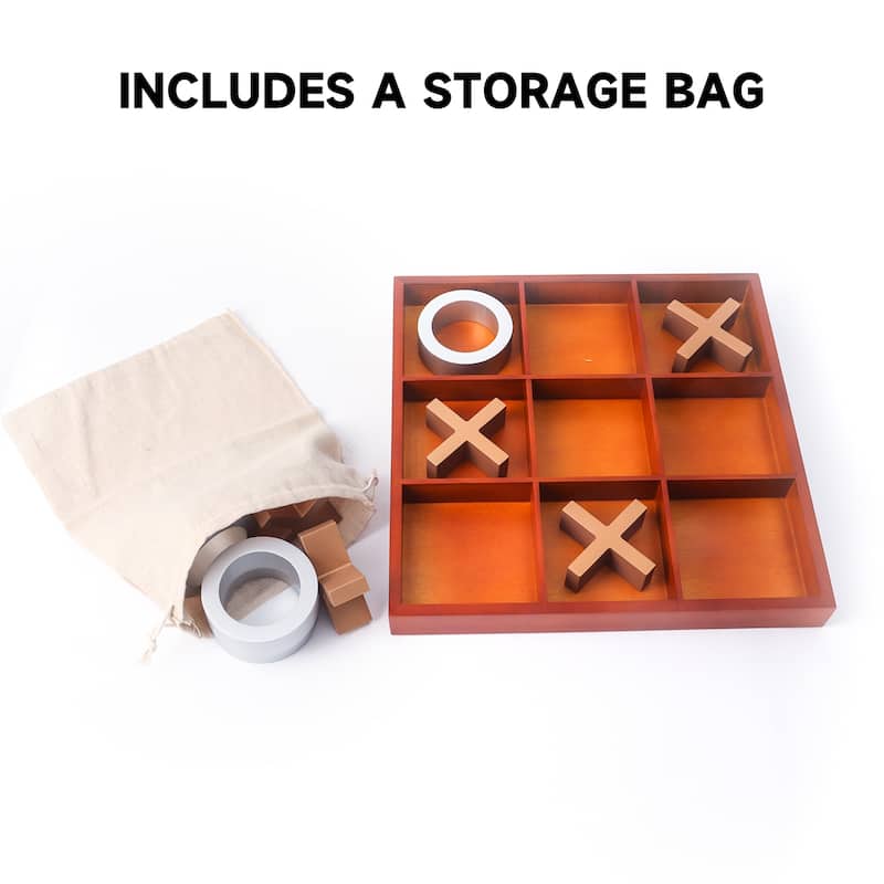GSE™ 14" Giant Wooden Tic Tac Toe Game Set for Kids and Adults. Great for Office, Living Guest Room, Coffee Table Décor Game