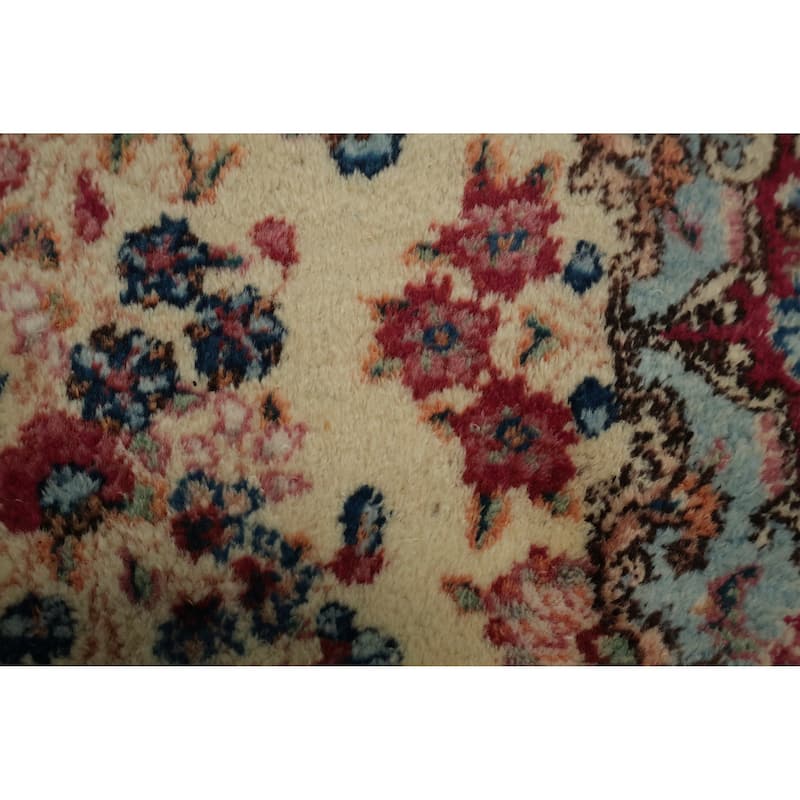 Hand Knotted Oriental 100% Wool Carpet Traditional Floral Beige & Ivories Kerman Area Rug - 7' 1'' X 4' 0''
