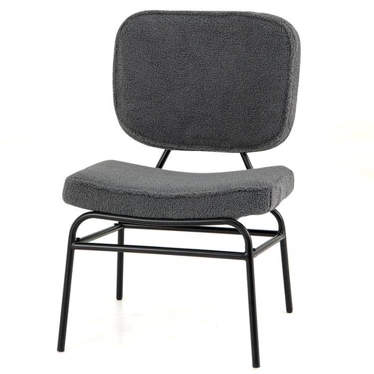 Sherpa Upholstered Accent Chair with Arched Backrest and Plush Cushion for Living Room Bedroom Reading Nook - 21.5" x 22" x 34" - Grey