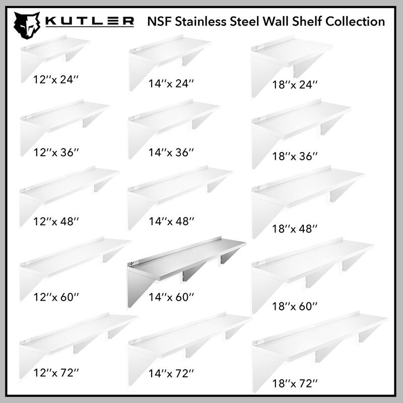 Stainless Steel Shelf NSF Commercial Kitchen Wall Shelving