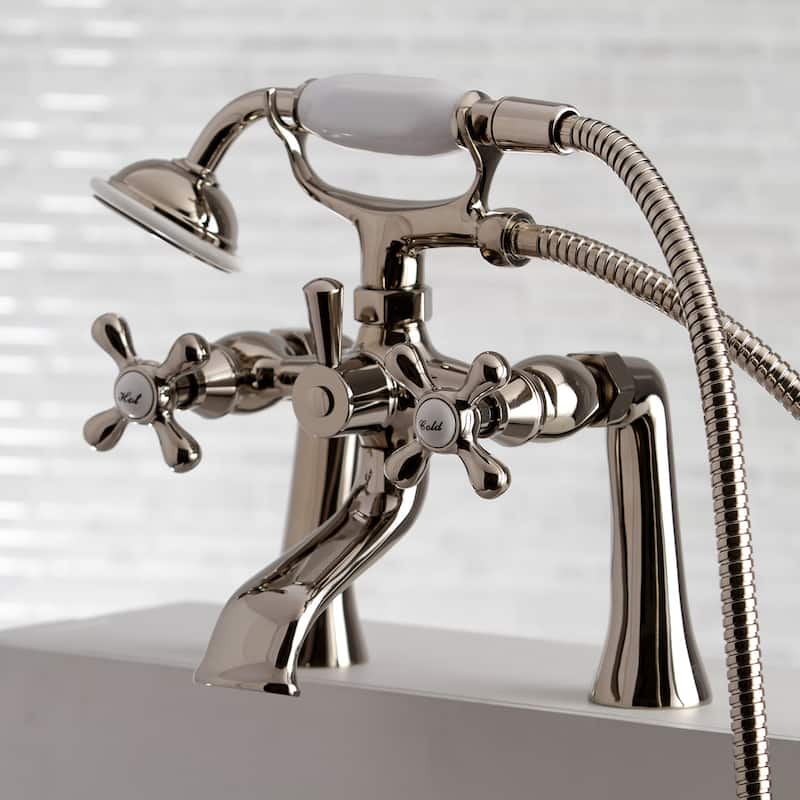 Kingston Brass Deck Mount Clawfoot Tub Faucet with Hand Shower in Matte Black