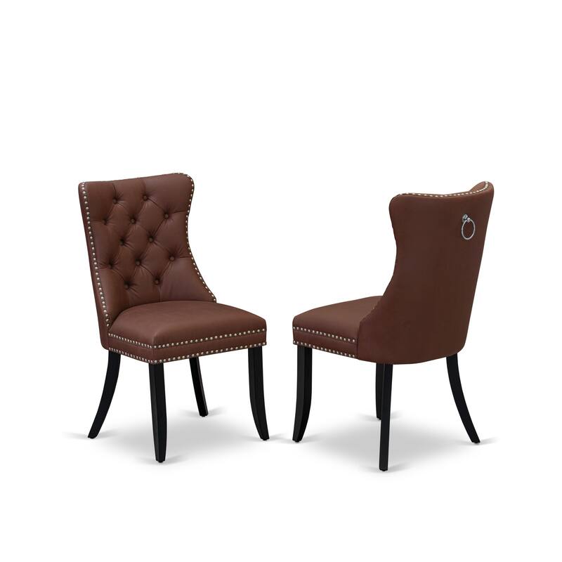 East West Furniture Dining Set Includes a Rectangle Kitchen Table and Upholstered Chairs, Black (Pieces Options)