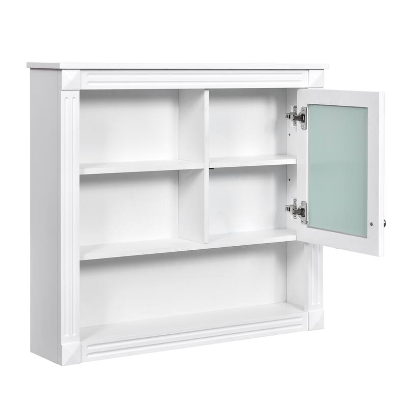 GDFStudio - Wilford Modern Wall-Mounted Bathroom Storage Cabinet with Mirror Door and Adjustable Shelves - 32"W