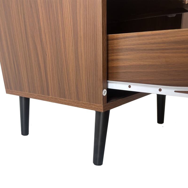 Wood Nightstand with 2 Drawers and Legs