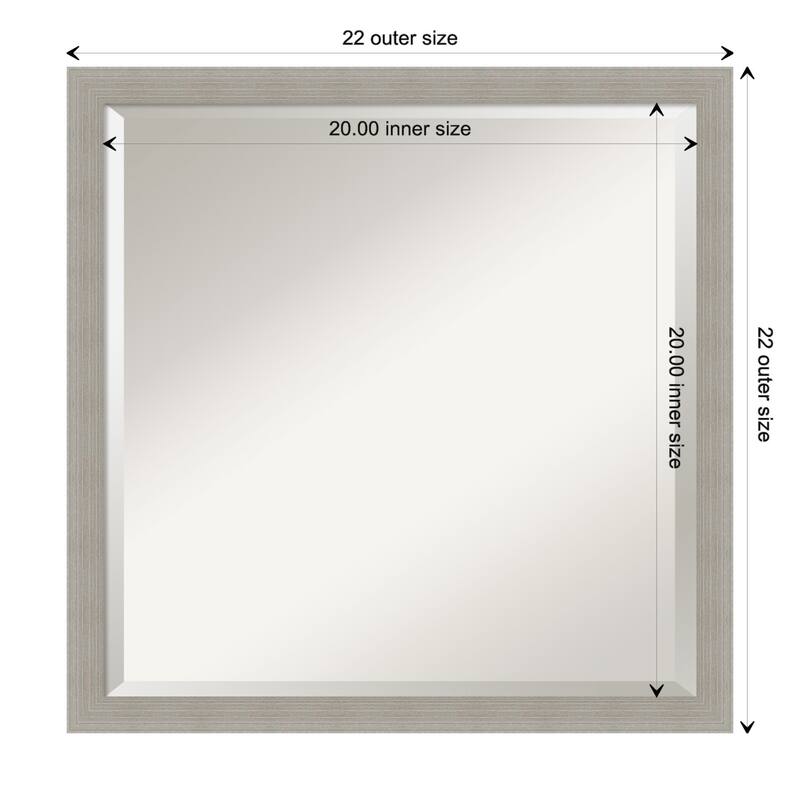 Woodgrain Stripe Beveled Wood Framed Wall Mirror - Woodgrain Stripe Grey - Glass Size 20x20