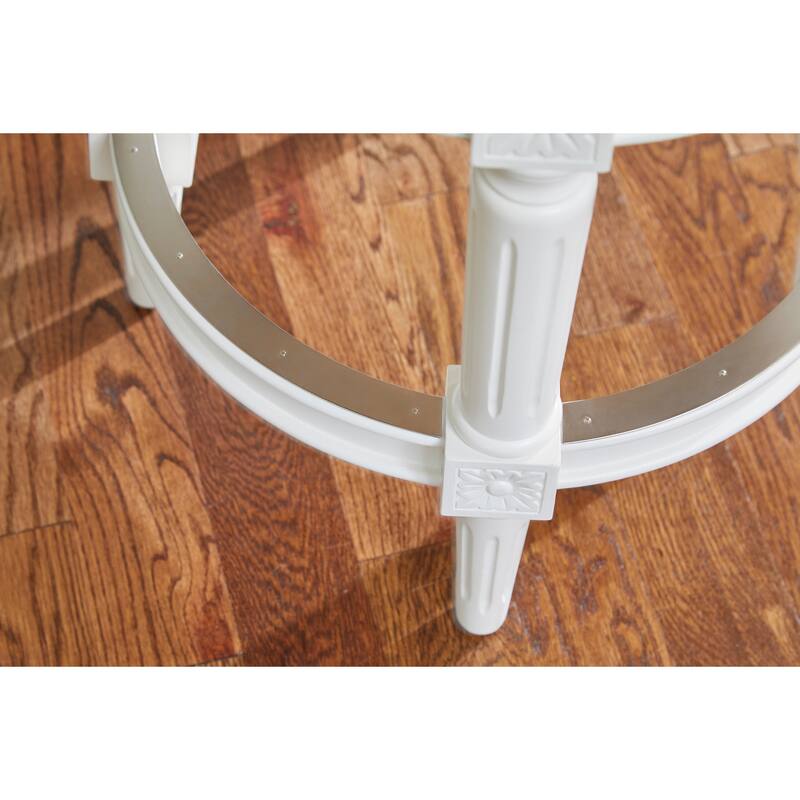 New Ridge Home Good Backless Chapman 26" Counter Height Stool, Farmhouse White with Gray Seat
