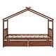preview thumbnail 15 of 47, Wooden House Bed With Drawers