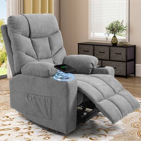 Modern Reclining Chair Fabric Massage with Wireless Charging