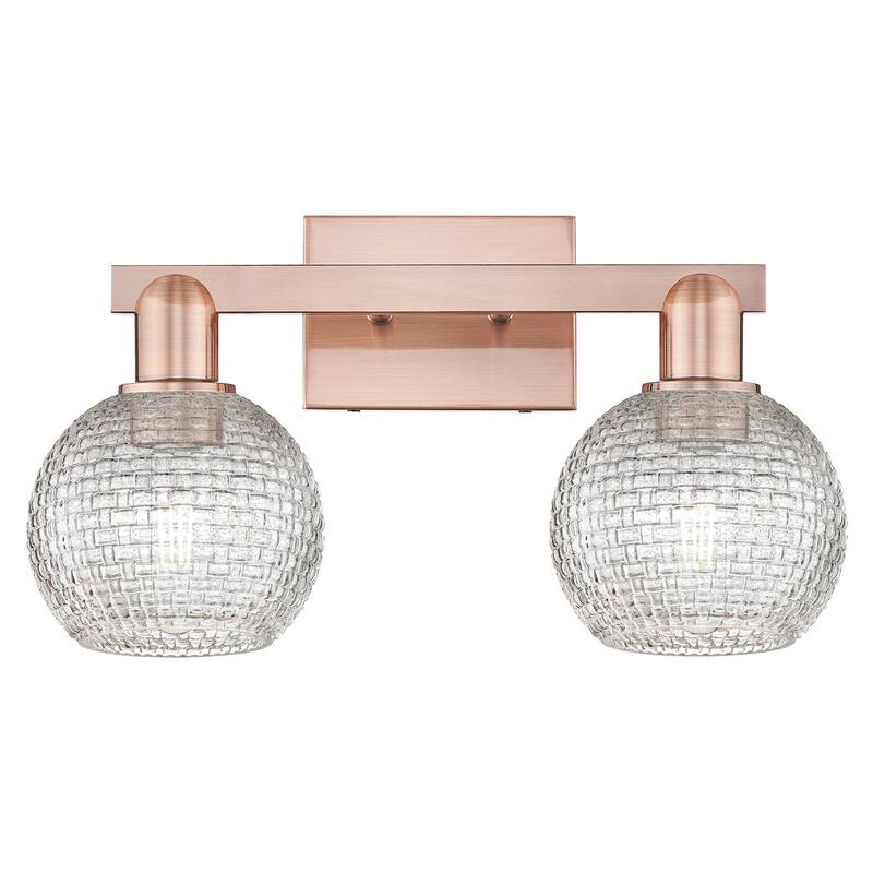 Innovations Lighting Endless Possibilities Arcadia - Athens - 2 Light 17" Basketweave Bath Vanity Light - Antique Copper