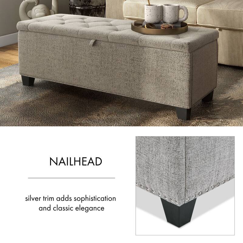 DH Basic Modern Brian 48-inch Rectangular Linen Storage Ottoman Bench by Denhour