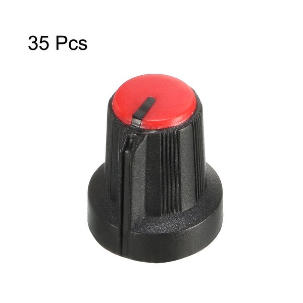 35Pcs 6mm Insert Shaft 17x15mm Plastic Potentiometer Rotary Knob Red 