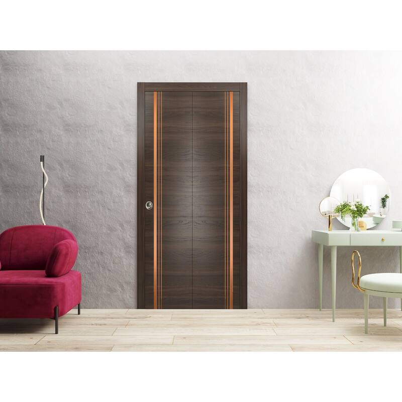 Bi-fold Doors 36 x 80 Planum 1010 Chocolate Ash with Sturdy Tracks