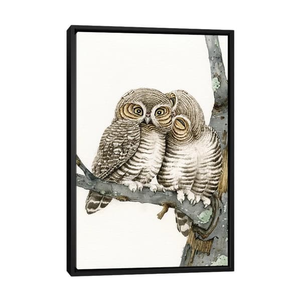 slide 2 of 12, iCanvas "Owl Smooch" by Tracy Lizotte Framed Canvas Print Black - 40x26