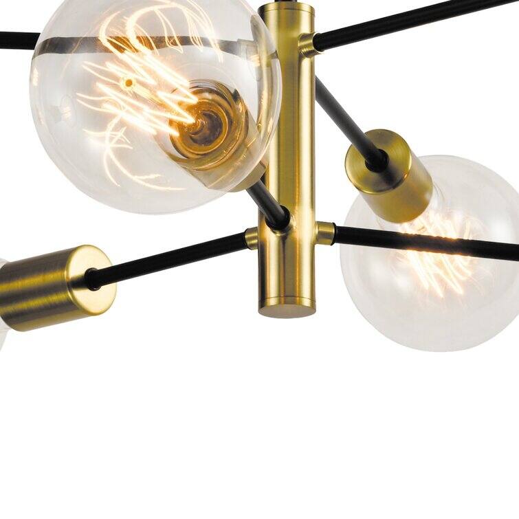 Maxax 6 - Light Modern Linear Chandelier with Wrought Iron Accents