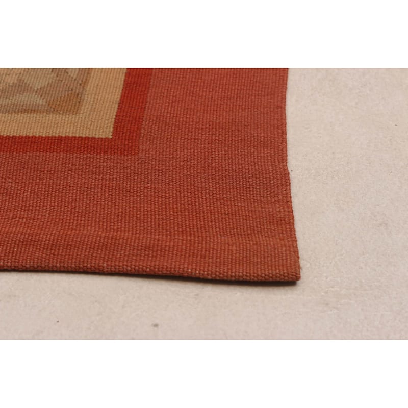 ECARPETGALLERY Flat-Weave Dynasty Ivory Wool Tapestry Kilim - 7'7 x 9'4