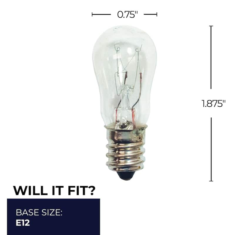 Bulbrite Pack of (25) 6 Watt Dimmable S6 Incandescent Light Bulbs with Candelabra (E12) Base, Clear - Warm White Light