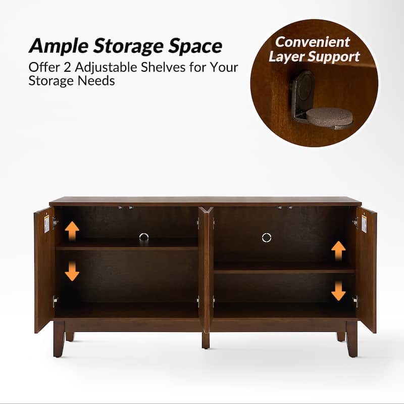 Ofelia Mid-century 60" Wide Geometric Patterned Sideboard with Adjustable Shelves by HULALA HOME