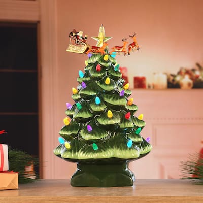 14" Animated Nostalgic Ceramic Tree - Santa's Sleigh