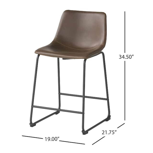 Cedric Faux Leather Counter Stool (Set of 2) by Christopher Knight Home