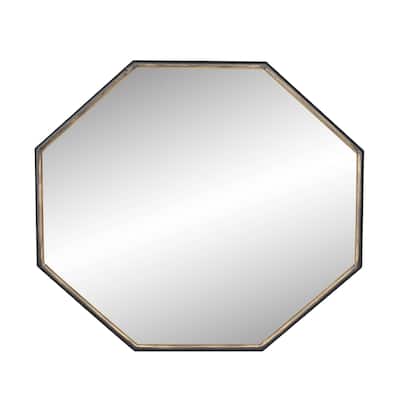 Octagonal Wall Mirror - 32" - Black and Gold