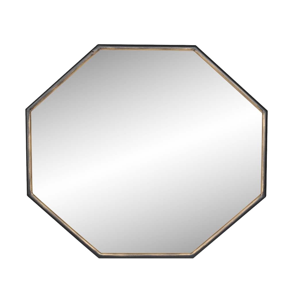 Octagonal Wall Mirror - 32" - Black and Gold