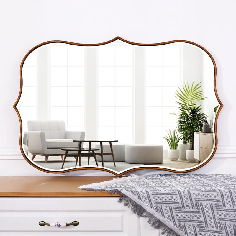 Asymmetrical Gold Antique Bronze Accent Wall Mirror - 23.62"×35.4"