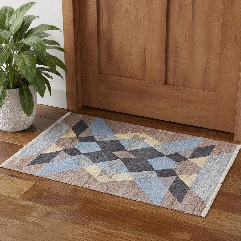 HomeRoots Geometric Southwest Rectangle Area Rug - 2' X 3'