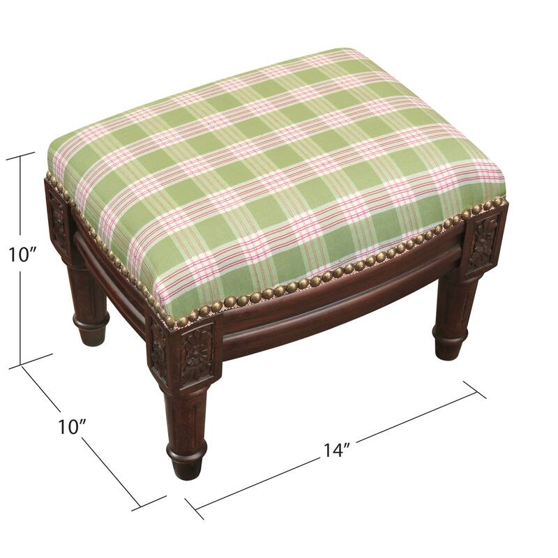 Green and Pink Plaid Footstool