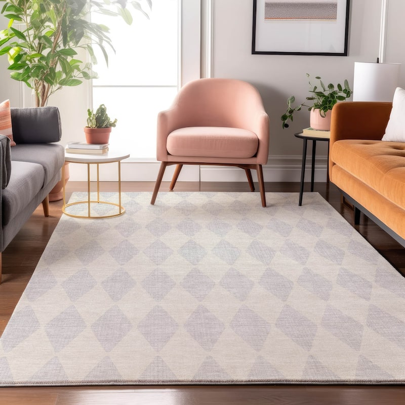 Premium Washable Super Soft Modern Diamond Mayfield Rug - Silver - 2' 6" x 3' 10" - Rectangle
