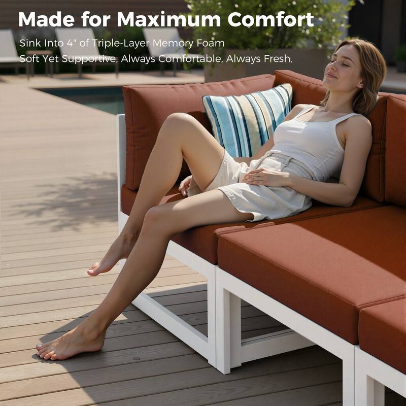 11-Piece Luxury Aluminum Outdoor Furniture Set with Chaise Lounge & Fire Pit Table, 29" Deep Seating Aluminum Patio Sectional