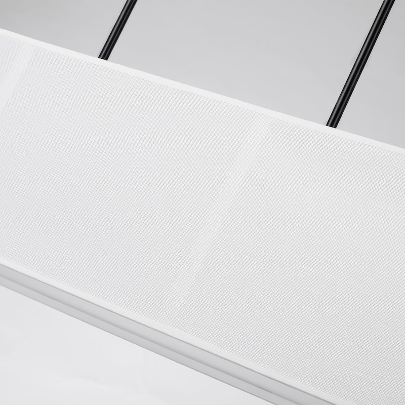 6-Light Rectangular Fabric Shaded Chandelier with Bottom Reflector - Black