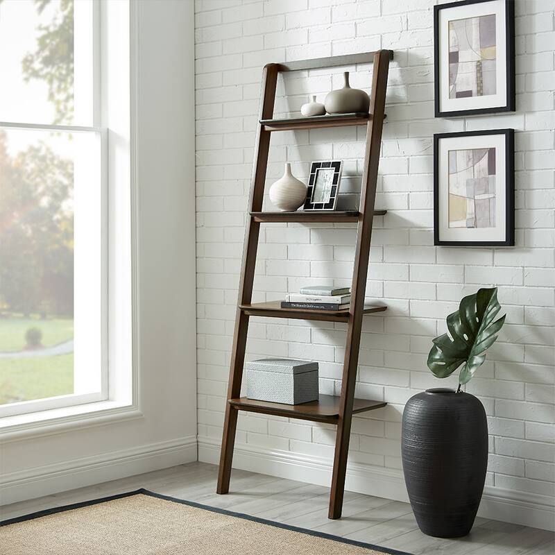 Dylan Leaning Bookshelf, Coffee - Coffee