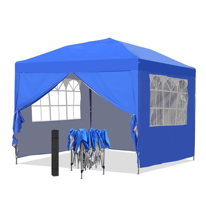 Ainfox 10'x10' Pop Up Canopy Tent Outdoor Commercial Instant Gazebos Portable Shelter Canopies - Blue