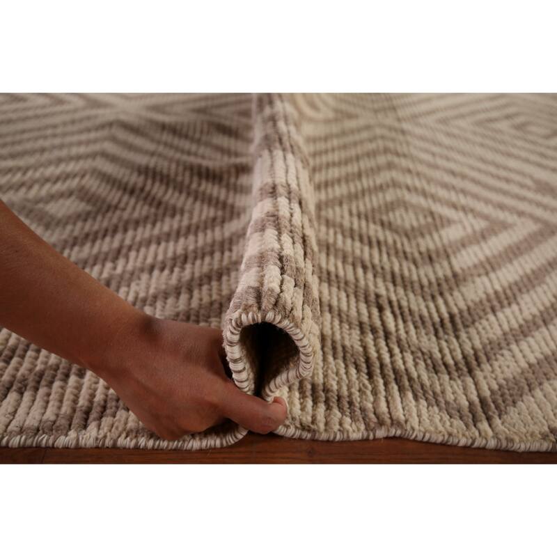All-Over Geometric Moroccan Large Area Rug Handmade Wool Carpet - 9'10"x 14'9"